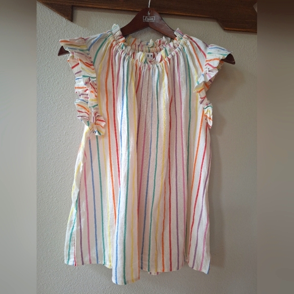 THML Womens Rainbow Striped Flutter Sleeve Lightweight Top Size M - Picture 1 of 6